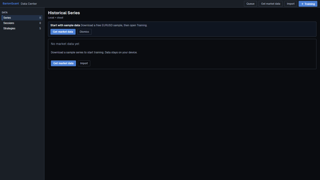 Data Center empty: free EURUSD sample on device