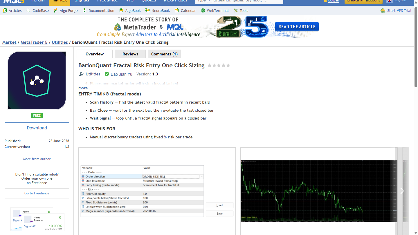 MQL5: Places one market order with stop loss